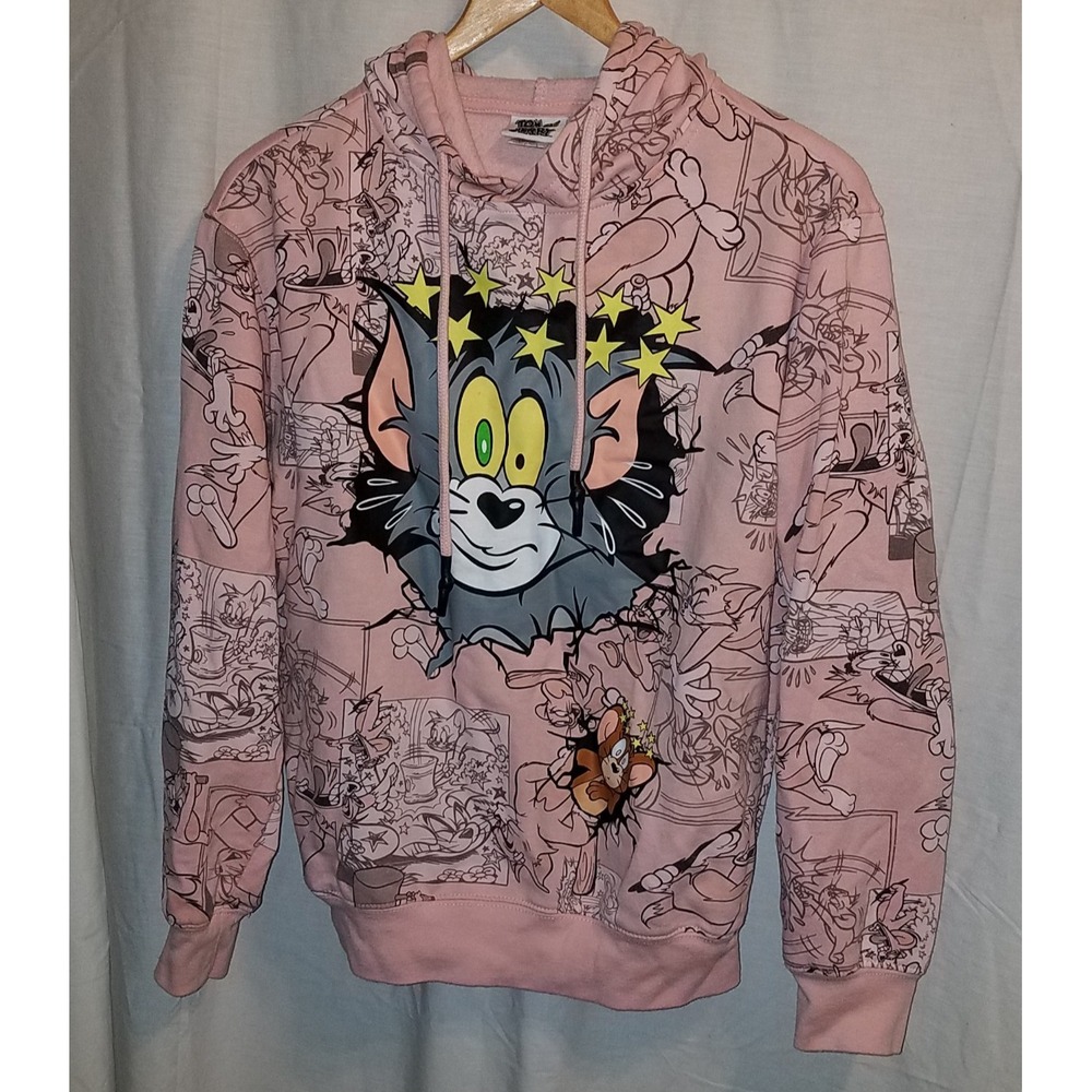 Tom & Jerry Juniors Lg 11/13  Pullover Pink‎ Hoodie Cartoon  Graphics